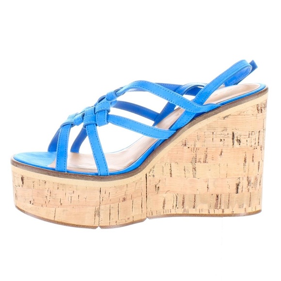 Robert Clergerie Valia Blue Wedge Platform Sandal - Picture 10 of 11